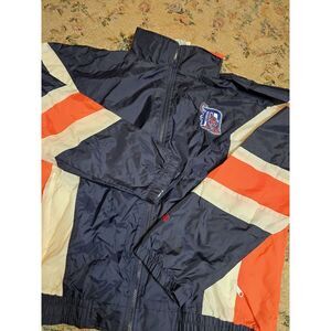 Vtg 90s Nutmeg Detroit Tigers Zip Up Windbreaker Jacket Mens Sz XL Hidden Hood